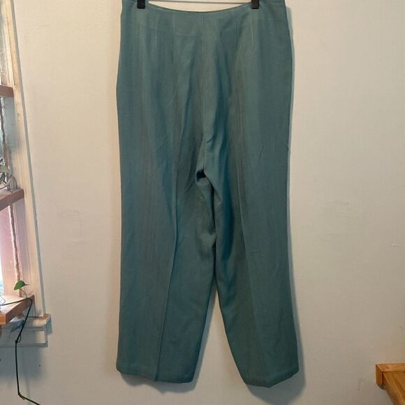 Tommy Bahama Sea Blue Green Vintage Wide Leg 100% Silk Lightweight Pants Size 10 - Picture 5 of 9
